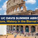 Graphic with text "UC Davis Summer Abroad Italy (Art, Culture, History in the Eternal City)"